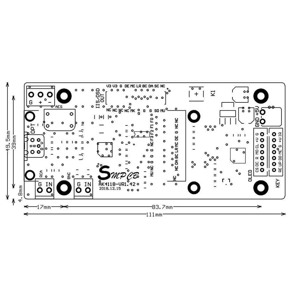 AK4118 цифровой приемник доска аудио декодер DAC SPDIF к IIS коаксиальный Оптический USB AES EBU вход поддержка XMOS Amanero 1,3 дюймов OLED