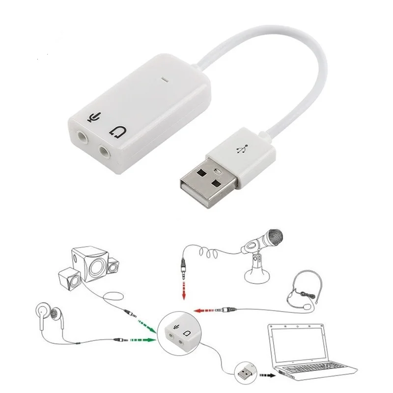 USB звуковая карта Виртуальная 7 1 3D Внешний аудио адаптер к гнезду 3 5 мм наушники