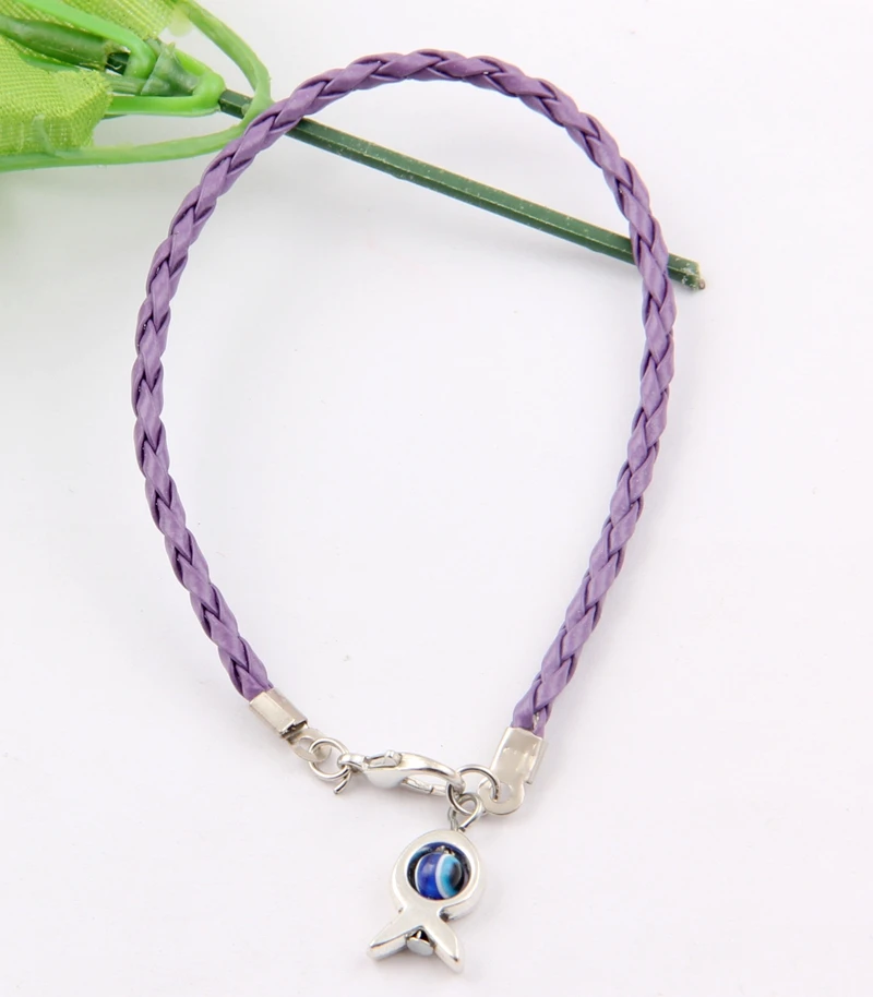 Оптовая продажа 10 шт фиолетовая Рыбная нить браслеты счастливые амулеты кулон