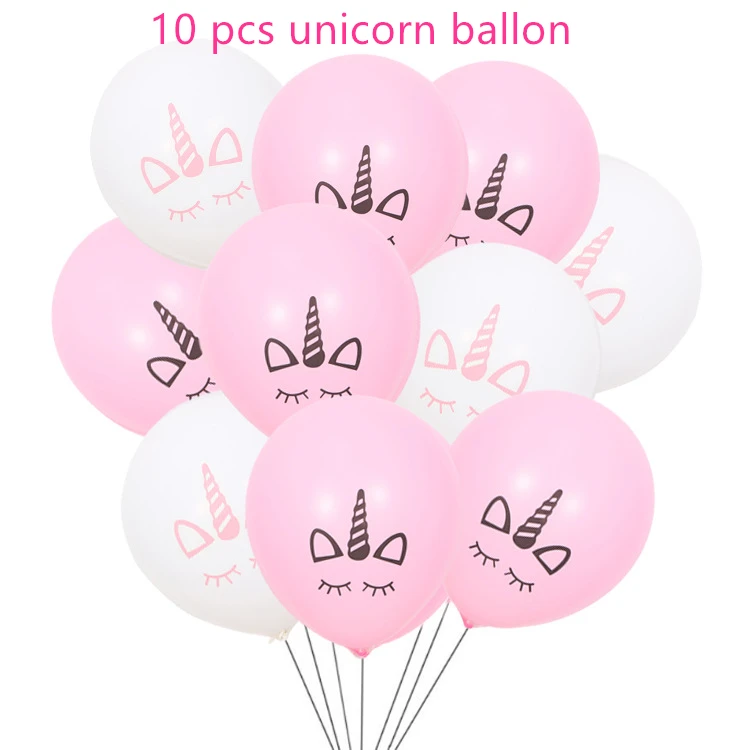 10 pcs ballon Детские вечерние украшения с единорогом, детский игровой набор с булавкой, 1 шт., Постер с единорогом+ 12 рогов единорога+ 1 повязка на глаза - Цвет: 10 pcs ballon