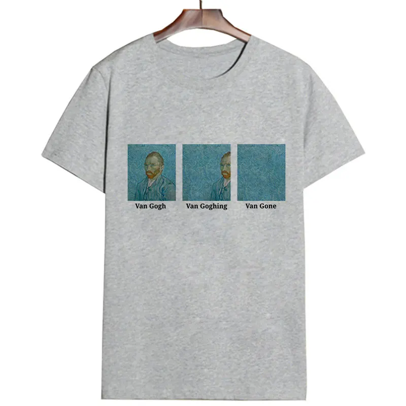 Женские летние футболки 2019 Модная белая футболка Harajuku Van Gogh забавная женская в