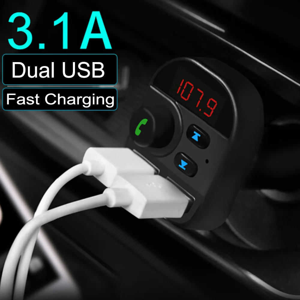JINSERTA Bluetooth FM передатчик модулятор Dual USB зарядное устройство громкой связи