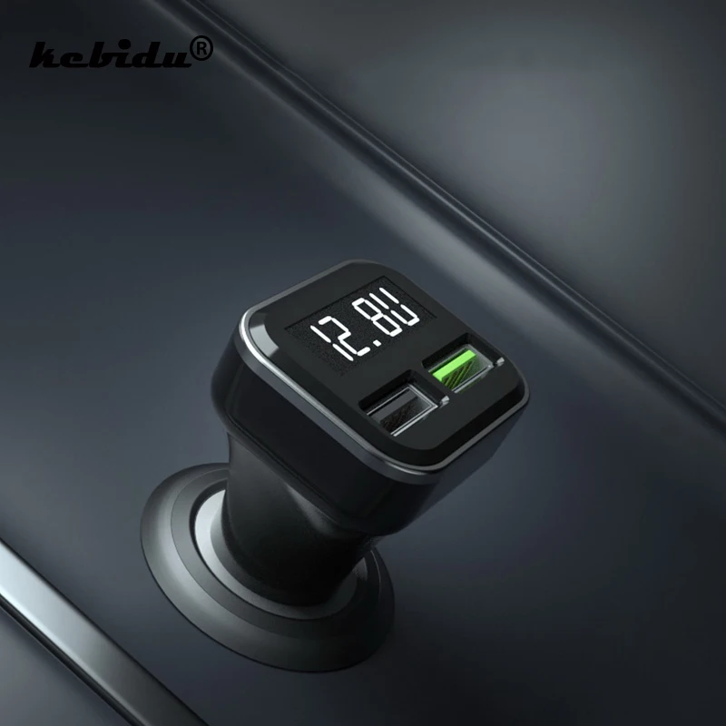 Kebidu QC3.0 зарядное устройство для автомобиля с двумя портами USB iPhone Samsung Xiaomi Mi 9 8 2.4A