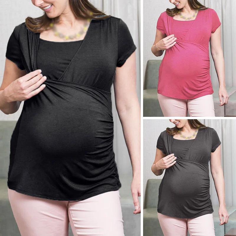 Сексуальная Женская блузка для беременных топы грудного вскармливания Пижама