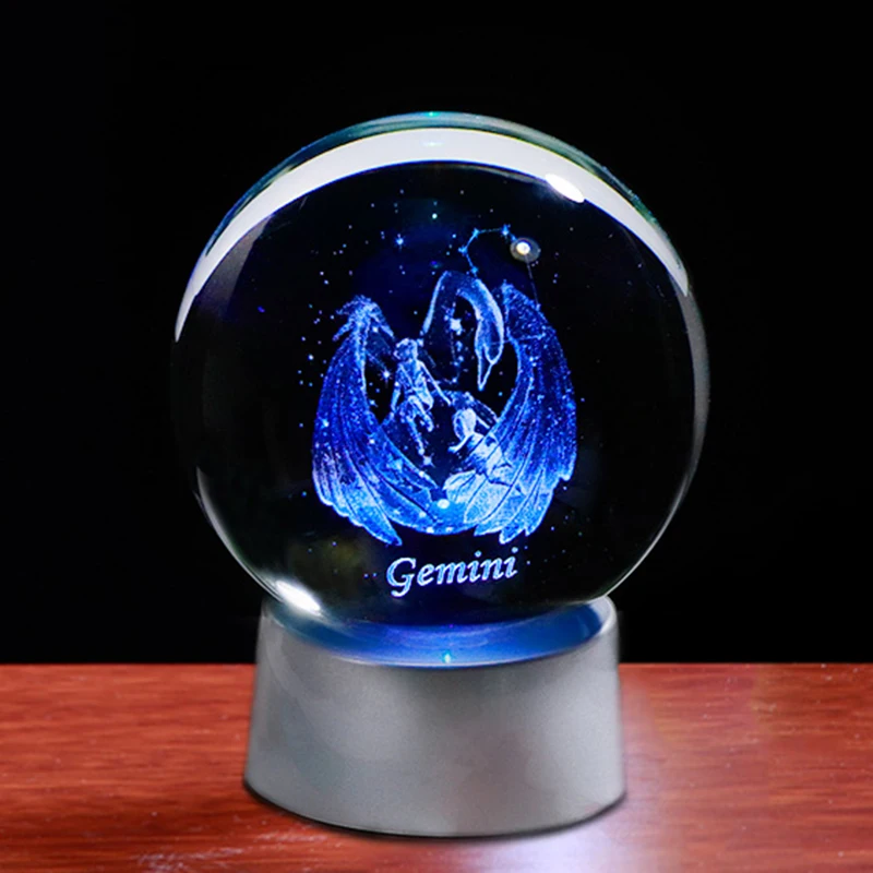 3D Хрустальный шар Gemini Zodiac с лазерной гравировкой для украшения дома Звездные