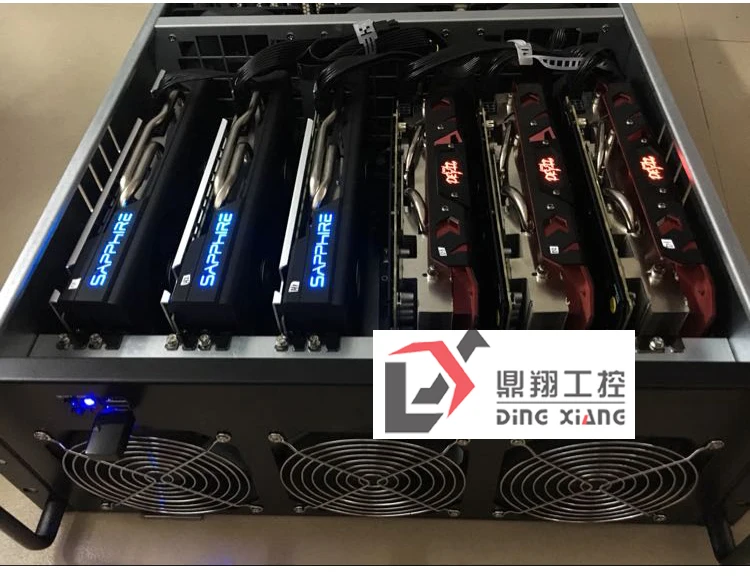 6 вентиляторов Майнинг чехол рамка крипто монета btc эфириум Майнер USB 6-8 gpu шасси Алюминий sever rack mount GTX 1080TI 1070 P106