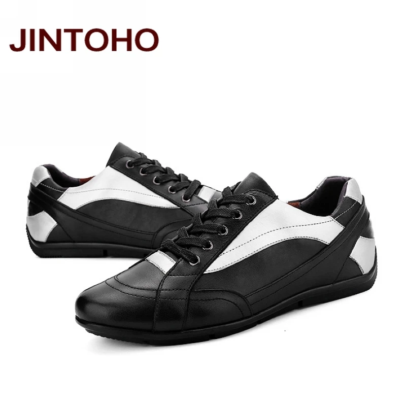Мужская обувь JINTOHO большие размеры из натуральной кожи с блестками на плоской