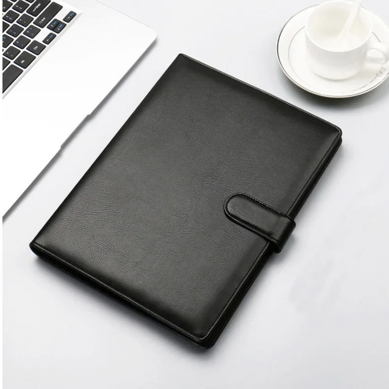 Черный Портативный A4 Padfolio Бизнес Портфель блокнот держатель папка для документов Чехол Органайзер A4 из искусственной кожи для Конференции 1288B - Цвет: Черный