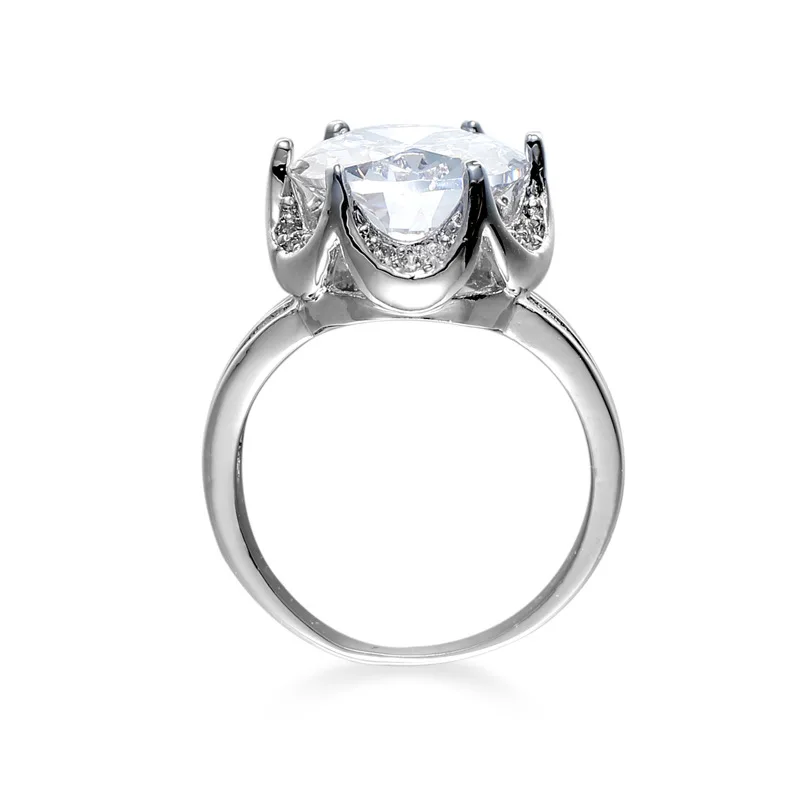 Женское кольцо из серебра 925 пробы с крупным белым камнем 2 карата|big stone ring|stone ringblue