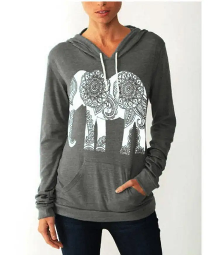 Осень-Весна Женщины Повседневная Печатные Толстовки Кофты С Длинным Рукавом