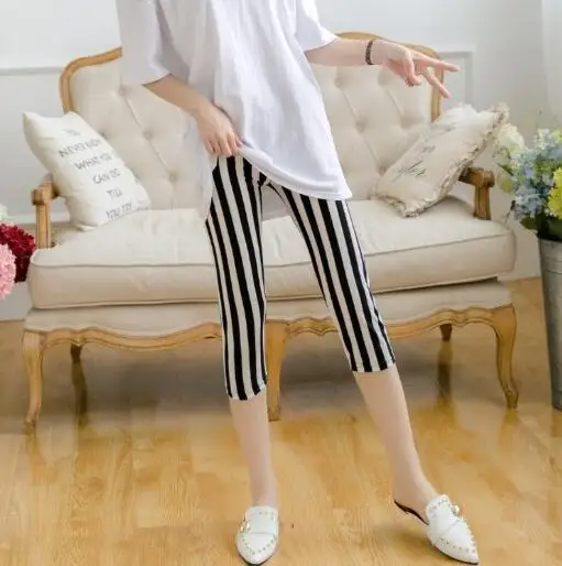 K277 Straight stripe YRRETY модные тонкие женские леггинсы из искусственной лосины из джинсовой ткани пикантные летние леггинсы с принтом повседневные узкие брюки женская одежда - Цвет: K277 Straight stripe