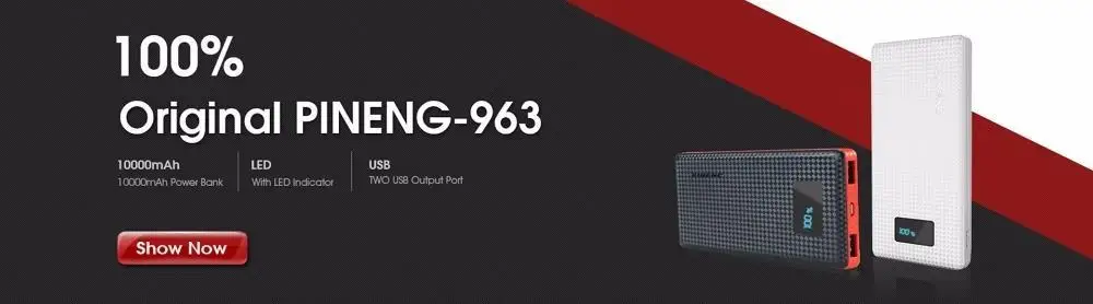 PINENG power Bank 10000 мА/ч PN 981 внешний аккумулятор светодиодный индикатор двойной USB