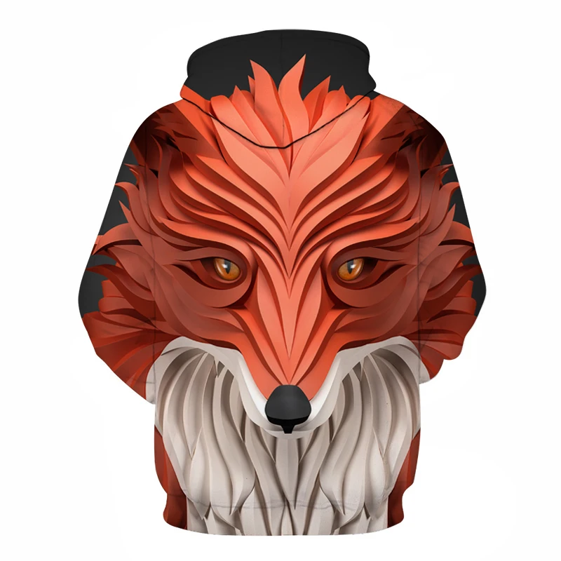 2019 худи с надписью Animal для мужчин 3D принтом головы лисы Толстовка Осенняя Черная