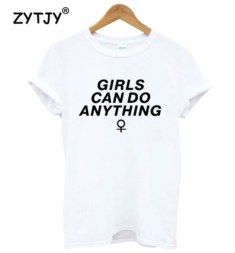 Женская футболка с надписью GIRLS CAN сделать что угодно хлопковая Повседневная