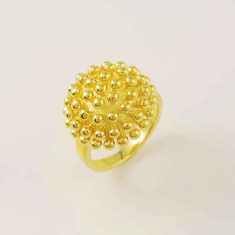 Кольцо для дискотеки с круглым жемчугом женское кольцо из 24-каратного золота со