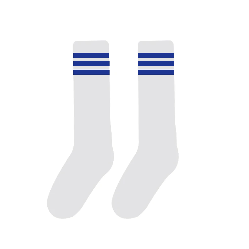 White Blue Корейский стиль колледжа для женщин и девочек, длинные носки три/3 в полоску Красочные Модные хлопковые высококачественные причудливая трубка, носки - Цвет: White Blue