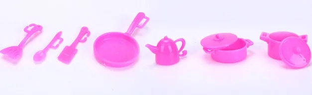 1шт. Пластиковый велосипед + 1шт. Детская тележка + 6 пар обуви для Барби + 7 предметов кухонной утвари в подарок для девочек.