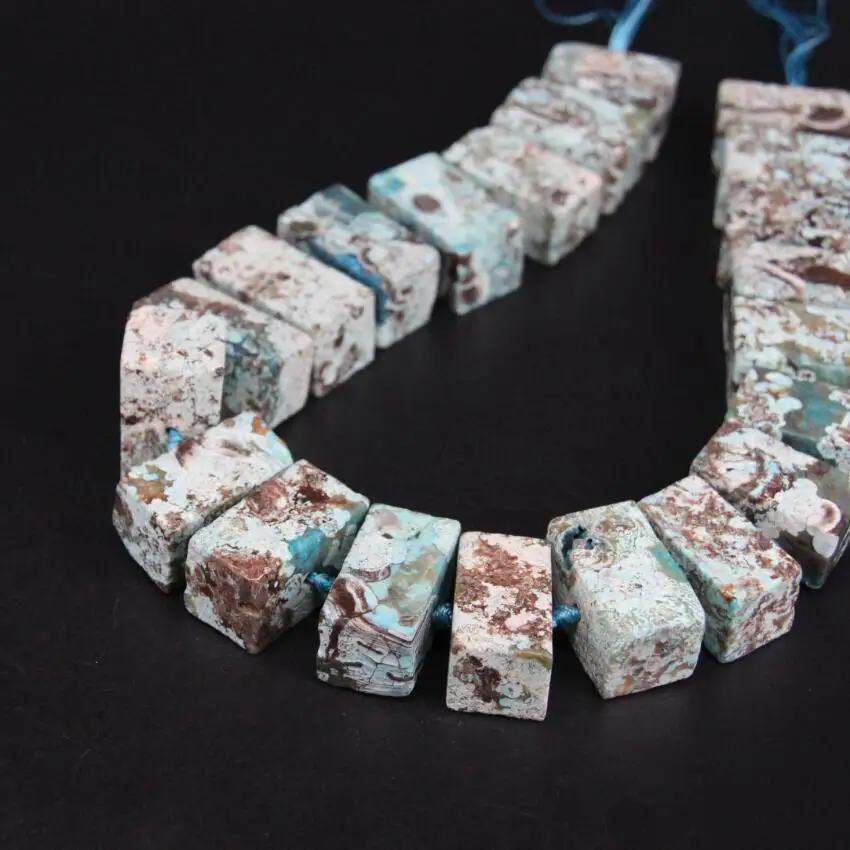 

15.5"strand Large Size Natural Blue Ocean Jades Rectangular Slab Loose Beads,Raw Ocean Agates Slice Nugget Pendants Jewelry