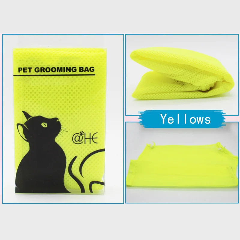 Yellow 1 шт. сетка для ухода за кошкой, удерживающая сумка для мытья в ванне, для стрижки ногтей, сумки для чистки, удерживающая полиэфирная сетка для собак - Цвет: Yellow