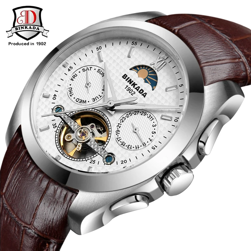 BINKADA 2019 часы для мужчин Элитный бренд Tourbillon механические автоматический Бизнес