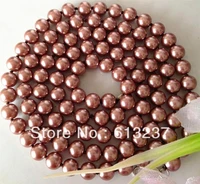 new fashion 10mm brown shell simulated pearl round beads long rope chains women necklaces for party gifts jewelry 36inch my4188