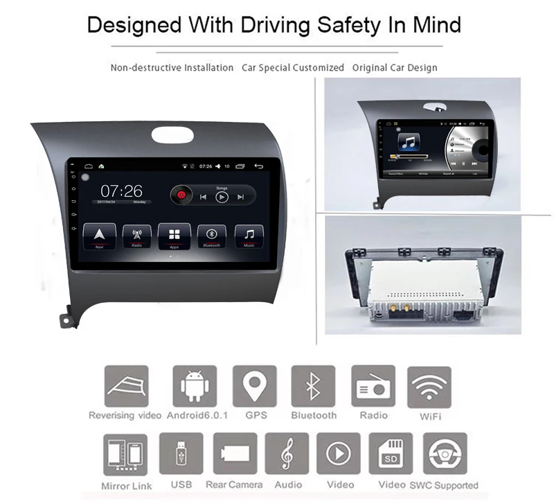 Автомобильный DVD плеер с GPS Android 7 1 DIN 9 дюймов для Kia CERATO K3 2014 2018 радио видео Wi