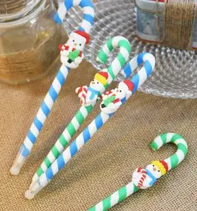 Small Crutches Coloffice 1PC Christmas Ballpoint Pen Kawaii Old Man Snowflake Soft Pottery For Kids Gift Black Ink 0.5mm Pen Shool Office - Цвет: Small Crutches