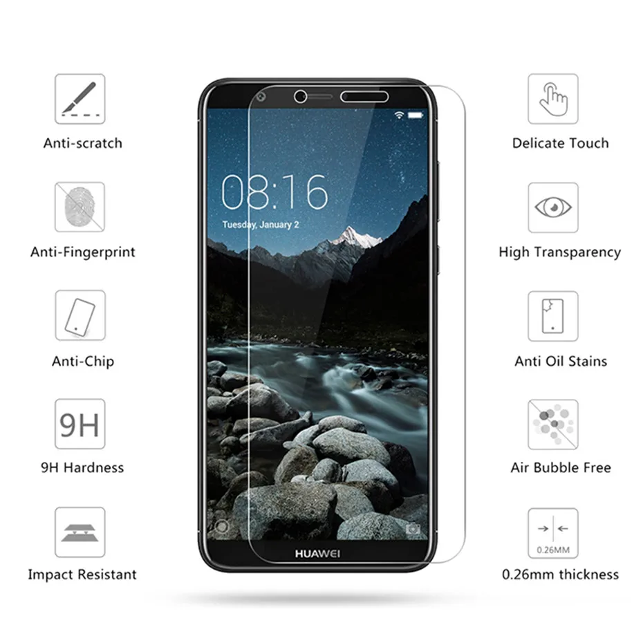 2 шт. 9 H Премиум Закаленное стекло для huawei P Smart экран протектор Enjoy 7 s закаленное