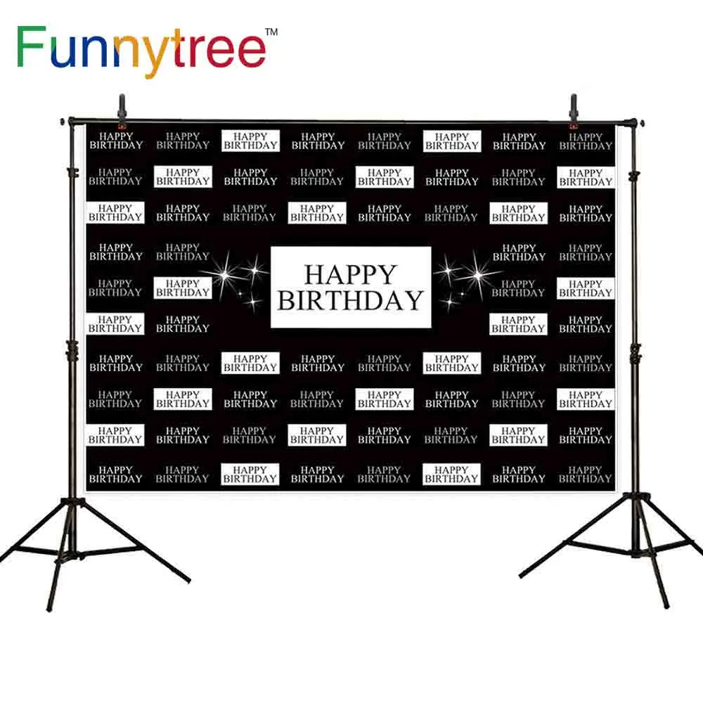 Фотофон Funnytree с Черной блестящей белой рамкой для фотосъемки С Днем Рождения