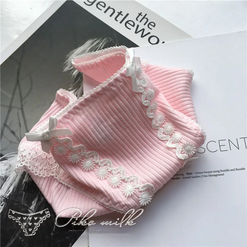 pink SP& CITY, японский стиль, бант, милое кружевное нижнее белье для девочек, милые женские хлопковые сексуальные трусики, танга, мягкие дышащие Бесшовные трусы, нижнее белье - Цвет: pink