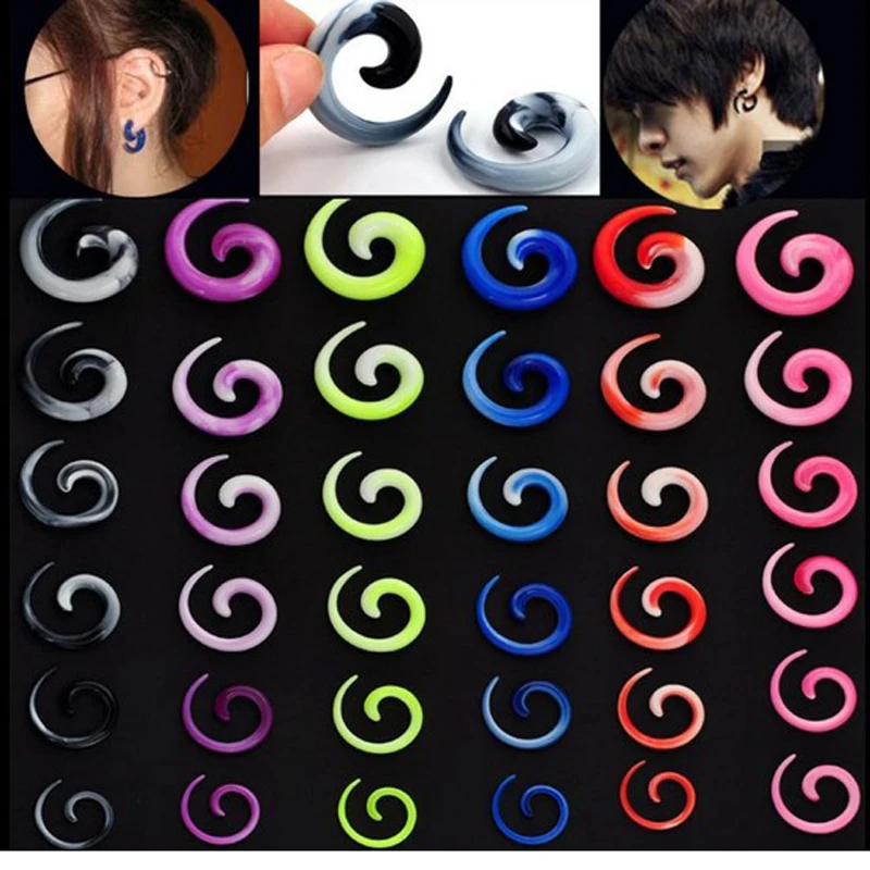 12 шт. акриловая спиральная заглушка для ушей фальшивый жеватель носилки телесный