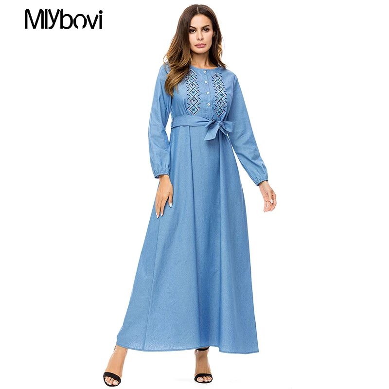 4XL Для женщин Повседневное Этническая цветочной вышивкой Макси длинное платье с