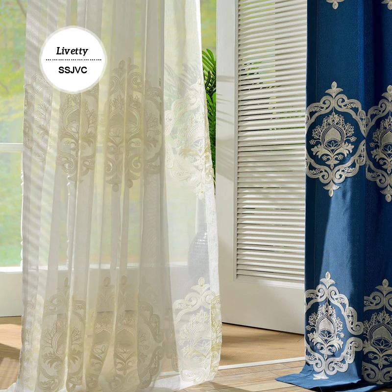 Европейские затемняющие шторы для гостиной римские жалюзи с вышивкой Дамасские