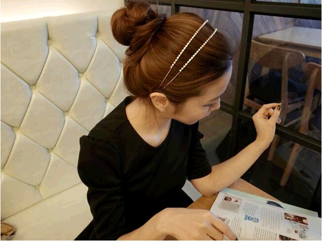 Маленькие блестящие тонкие двойные металлические повязки для волос с