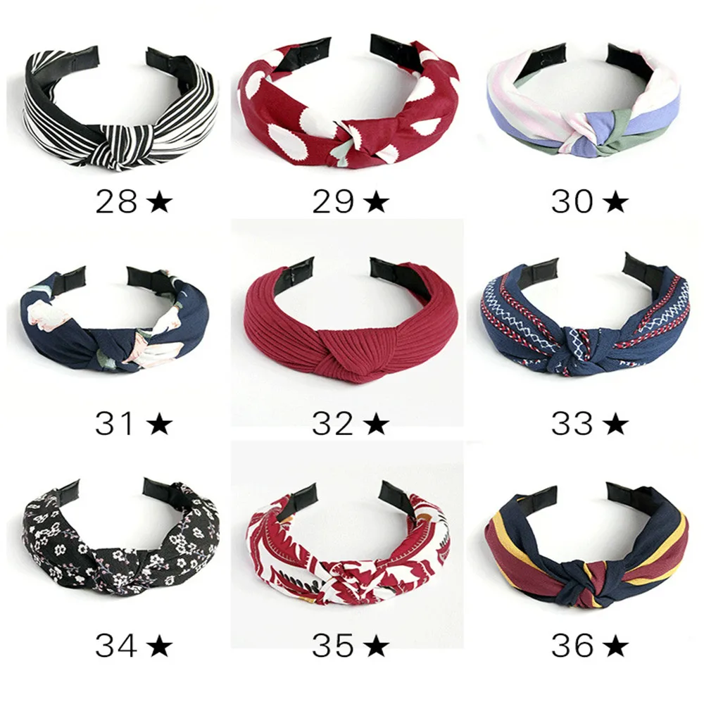 Женские Летние повязки для волос с принтом на голову Ретро тюрбан узлом банданы аксессуары повязка 36