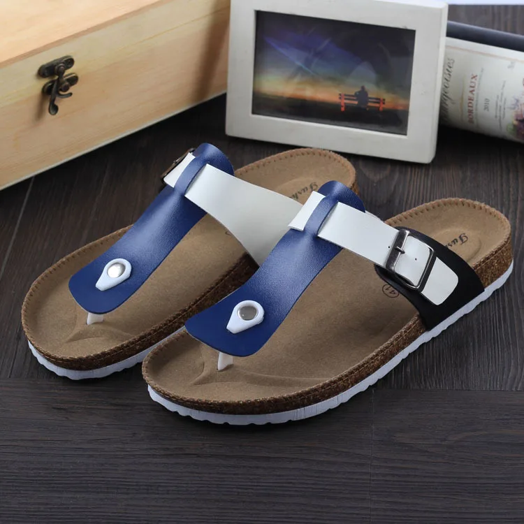 Модные дамские босоножки Пробковые летние пляжные Плоские без застежек