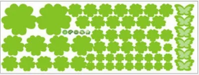 light green 108 шт цветы и 6 шт бабочки настенные наклейки для гостиной спальни художественные наклейки мебель для украшения дома наклейки для детской комнаты - Цвет: light green