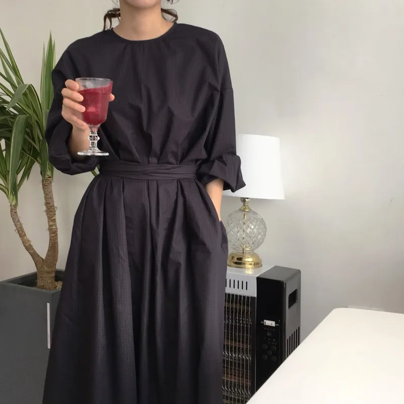 Женское длинное платье рубашка винтажное Хлопковое свободного кроя летнее в