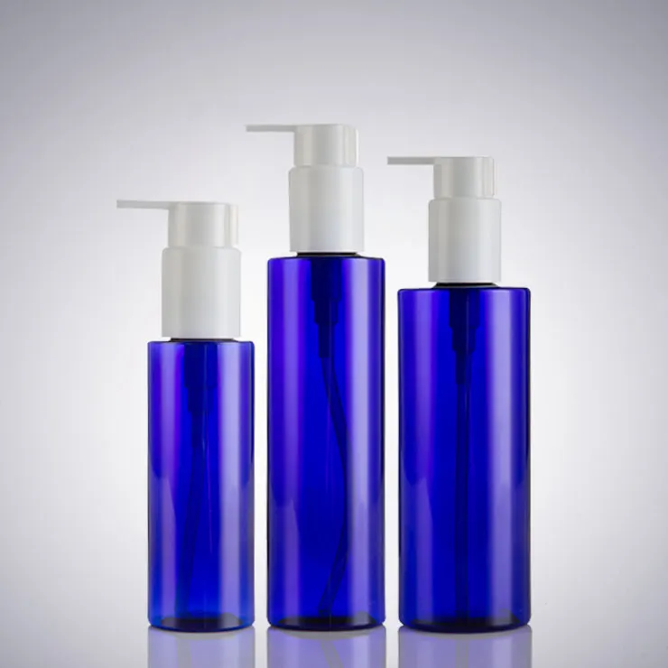 

lotion pump bottle 100ml 200ml 250ml blue flat shoulder screw pump,pump bottles plastic 300pcs/lot