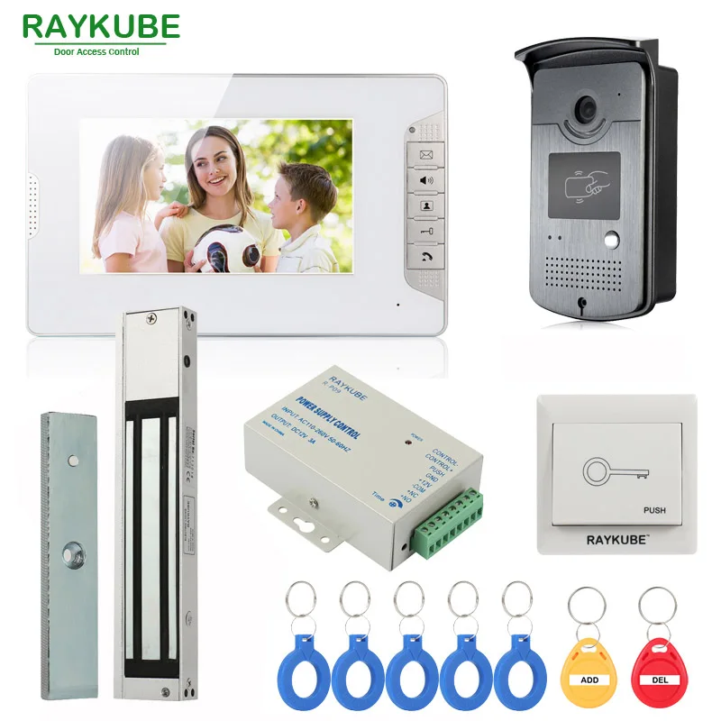 R280M RAYKUBE RFID система контроля допуска к двери с видео дверной телефон Электрический дверной замок RFID считыватель Домашняя безопасность полный комплект - Цвет: R280M