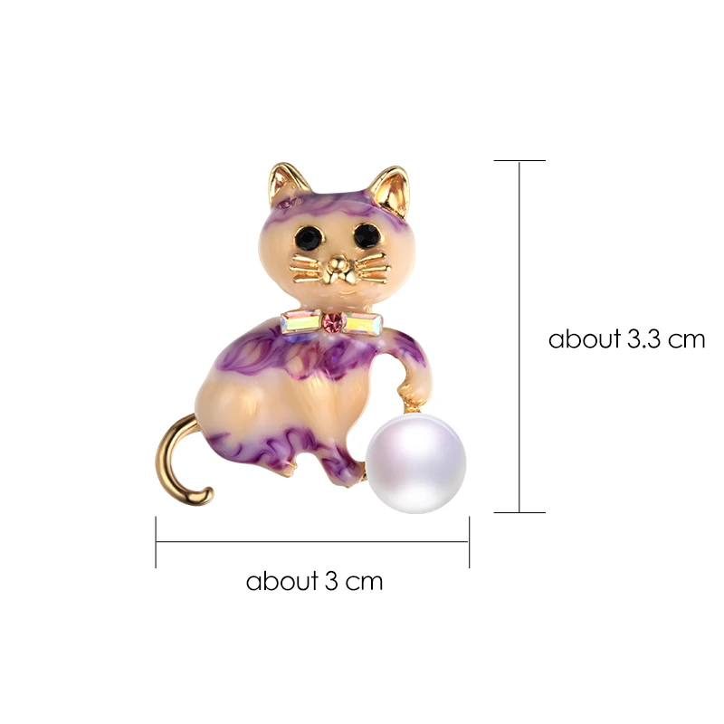 Цена оптовой продажи Винтаж прекрасный кот жемчужная брошь Шпильки три Цвета AAAA