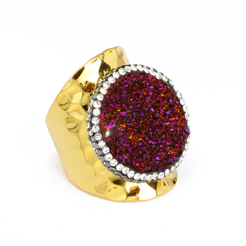 Новинка дизайнерские металлические кольца с натуральным драгоценным кварцем