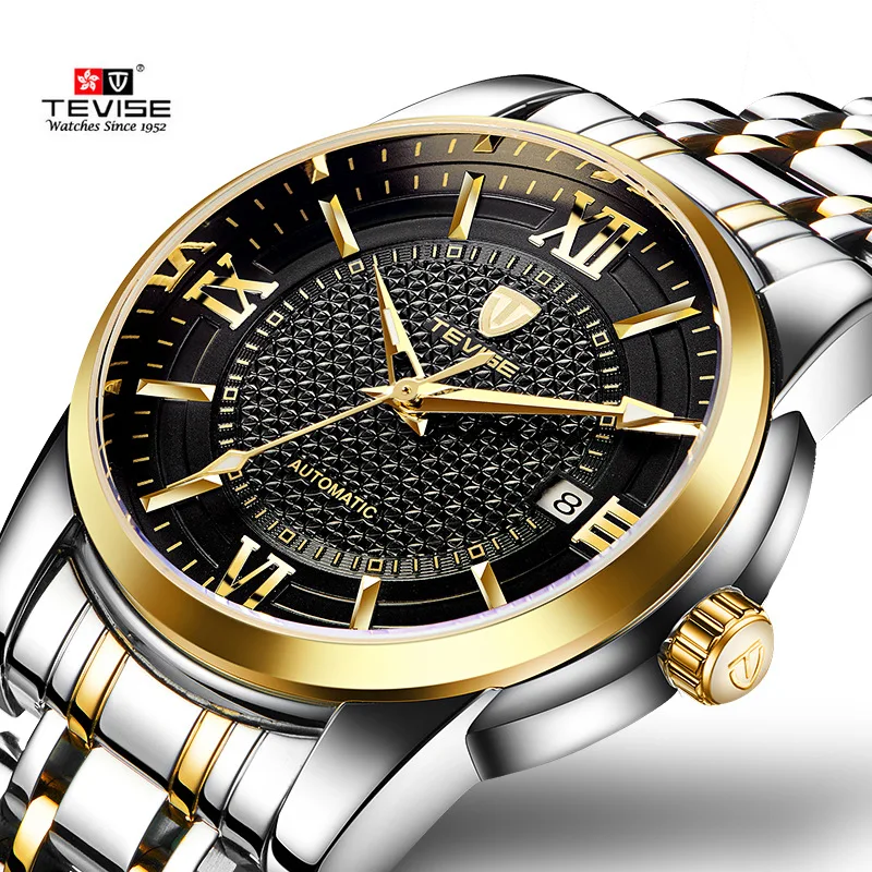 Новинка 2017 TEVISE Лидирующий бренд Tourbillon с автоподзаводом механические часы для