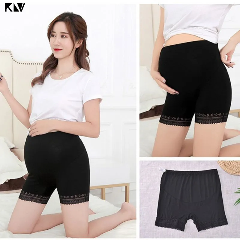 Штаны для беременных женщин со средней посадкой бесшовные кружевные однотонные