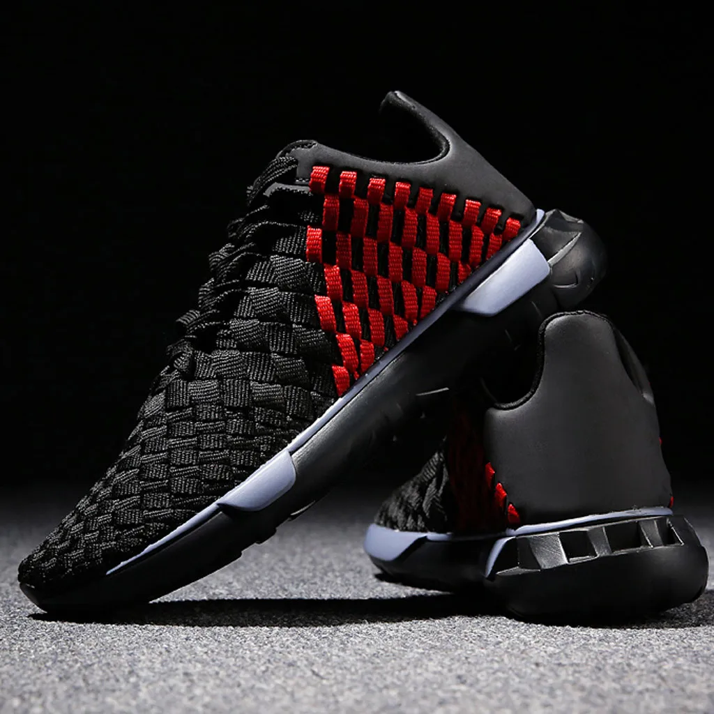 YOUYEDIAN Luxury Men Sneakers Black red Lace Up Flats Male Casual Shoes Thick-Soled Straps Breathable Sneakers Shoes#507g30