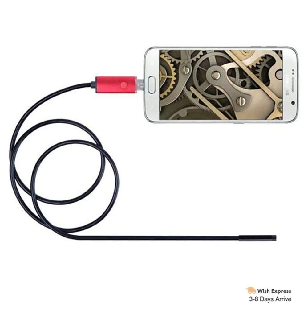 Эндоскоп Android камера 1 м 5 мм USB Водонепроницаемый эндоскоп змеиная труба осмотр с 6