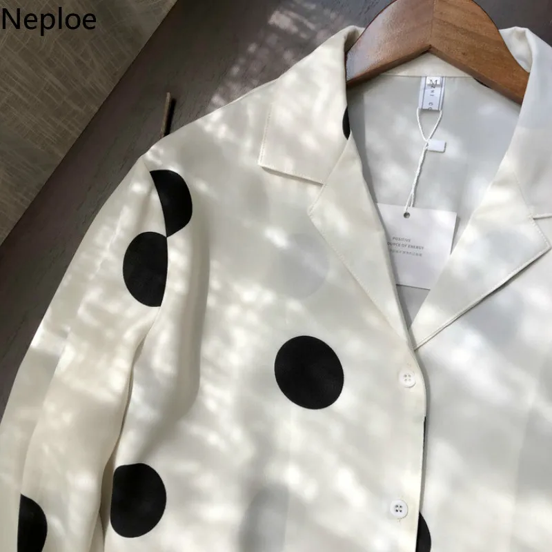 Neploe Summer 2019 Women Top New Fashion Polka Dot Print Blouse Chic Notched Collar Eight Quarter Sleeve Blusa 43341 |