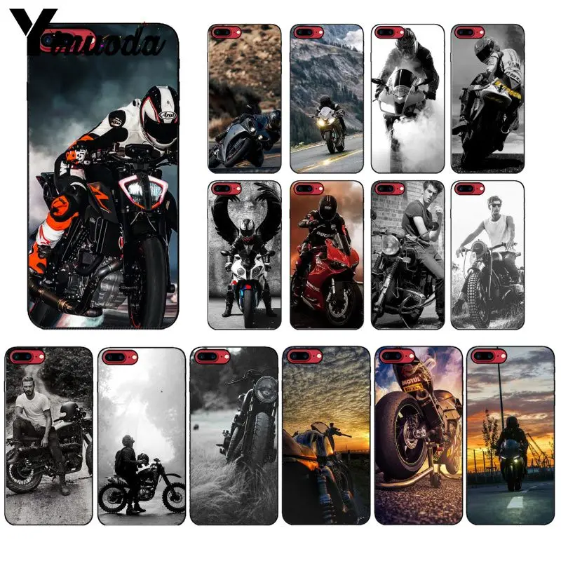 Красивый мотоциклетный черный мягкий чехол Yinuoda для телефона Apple iPhone 8 7 6 6S Plus X XS MAX