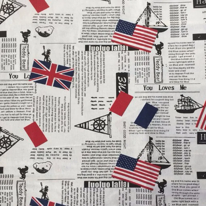 Одногодичная ткань Vintage Brand Zaka UK & USA с печатью букв газеты из хлопкового льна размером 95x150 см для самостоятельного пошива скатерти, подушек и прочего.