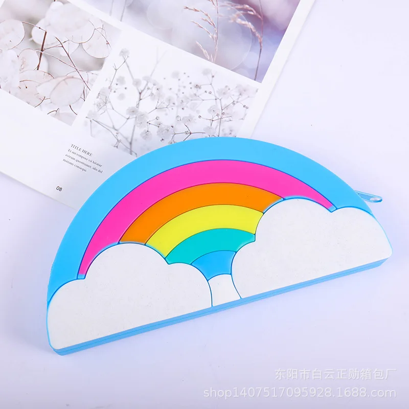 Kawaii, большой мультяшный силиконовый кошелек для монет, Радужный держатель для наушников, сумка, Портативная сумка для хранения, кошельки на молнии, подарки для детей, для мальчиков и девочек